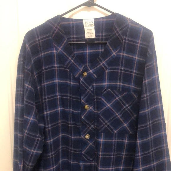 John Blair Mens Blue Flannel Nightshirt Size Medium / Large - Picture 3 of 10